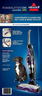 BISSELL PowerLifter Ion Pet Cordless Stick Vacuum With Removable Hand Vac, Purple - 3191