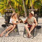 MoNiBloom Zero Gravity Reclining Chairs Set Of 2 With Canopy Shade And Headrest, Black - 330 lbs