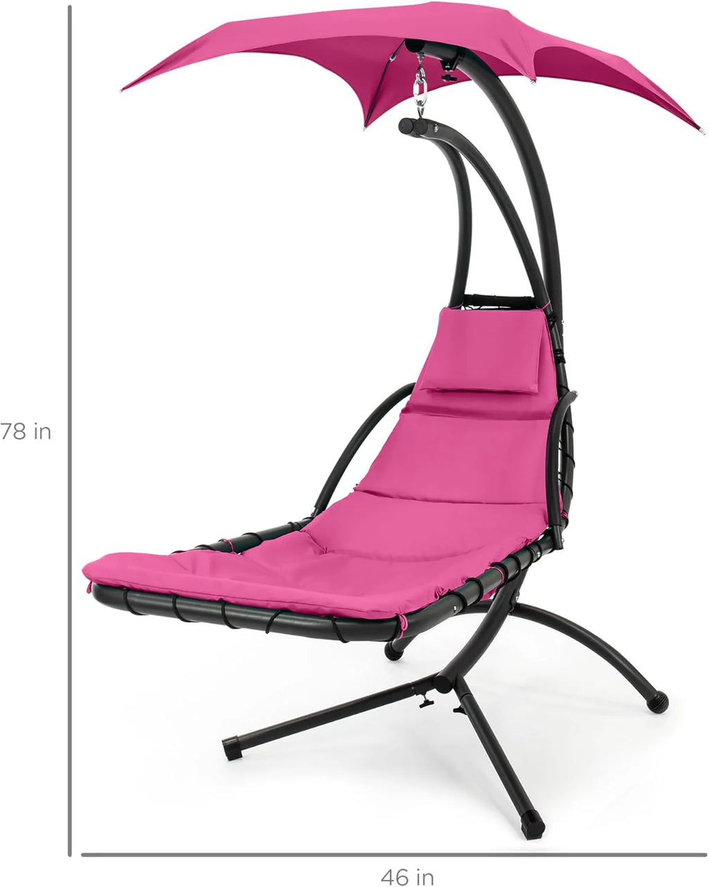 Best Choice Products Outdoor Hanging Steel Chaise Lounge Chair With Canopy, Charcoal Gray - SKY5871
