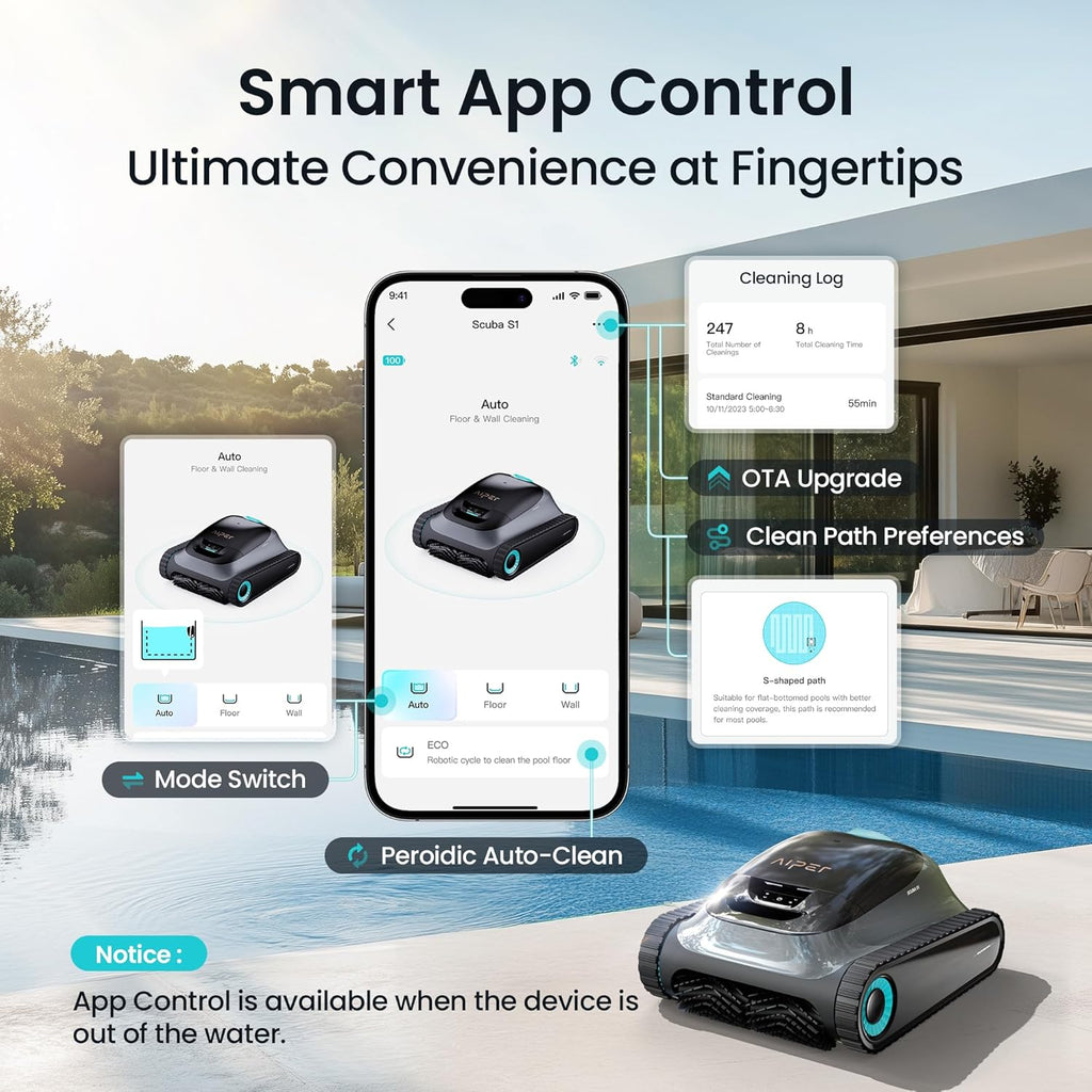 Aiper Scuba S1 Robotic Pool Cleaner With Wall And Waterline Cleaning - S1
