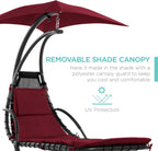 Best Choice Products Outdoor Hanging Steel Chaise Lounge Chair With Canopy, Charcoal Gray - SKY5871