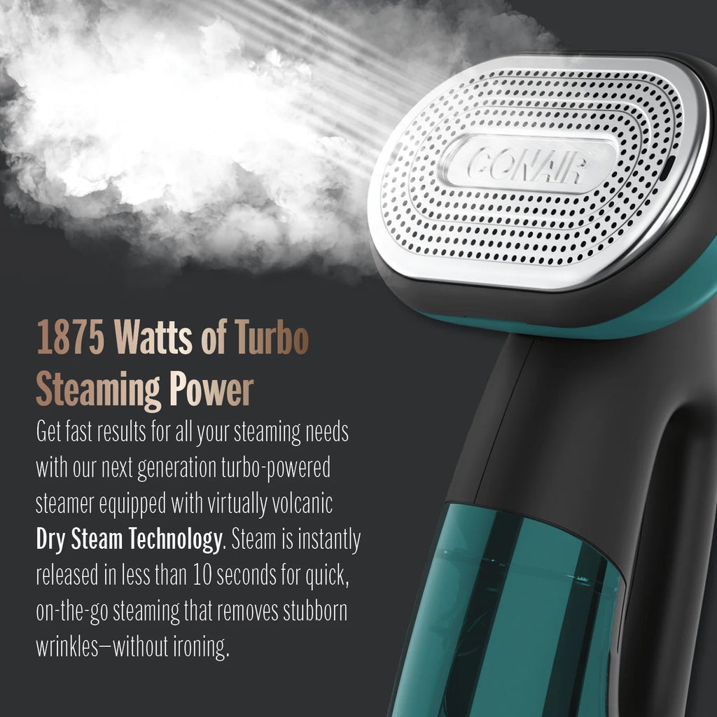 Conair Turbo ExtremeSteam 1875 Watt 2-in-1 Handheld Fabric Steamer and Iron, Black/Green - GS107