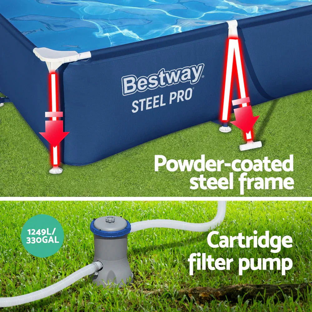 Bestway Steel Frame Above-Ground Swimming Pool 3.00m x 2.01m x 66cm - Filter Pump