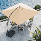 Grand Patio 10x10 ft Deluxe Aluminium Offset Umbrella With Base, Champagne - Napoli