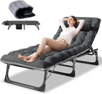 Slsy 5-Position Adjustable Folding Lounge Chair And Cot - 75.2" x 25.6" x 11.8"