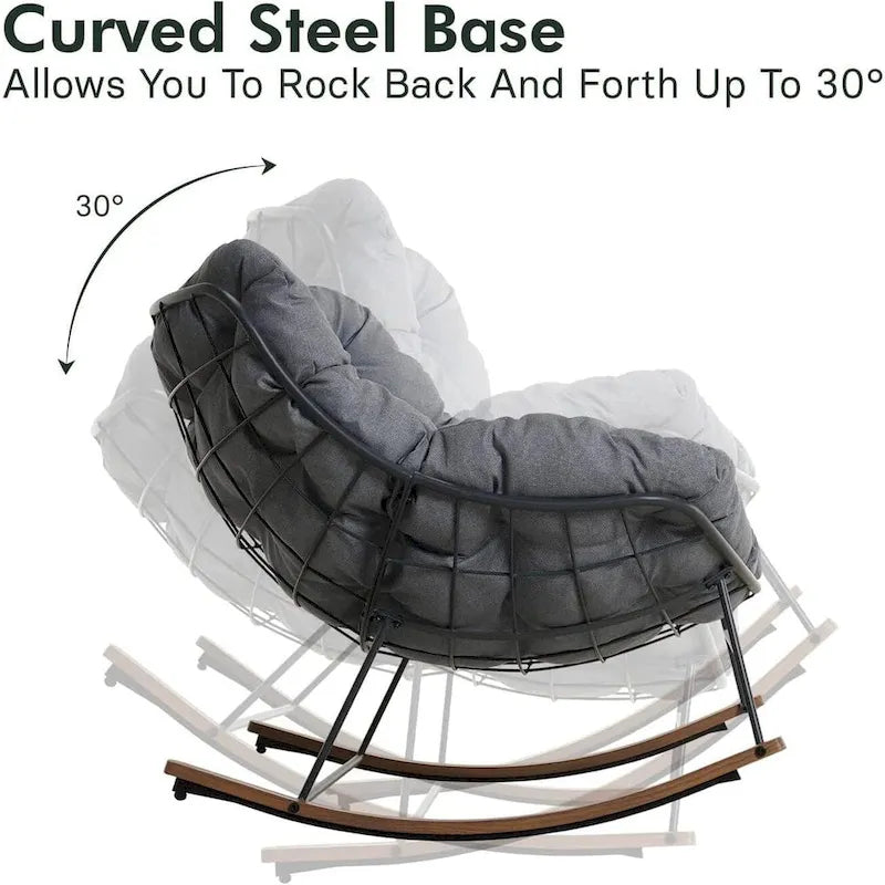 Indoor Outdoor Egg Freestyle Patio Rocking Chair With Cushion