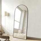 Arched Full-Length Wood Floor Mirror, Black Or Gold, 65x22/71x24/71x28/71x32