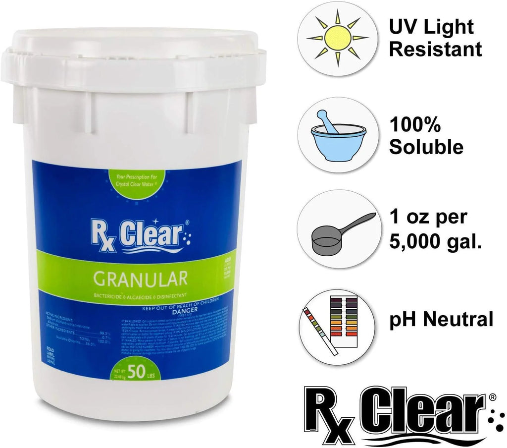 Rx Clear Stabilized Granular Chlorine, 50-Pound Bucket - 204046