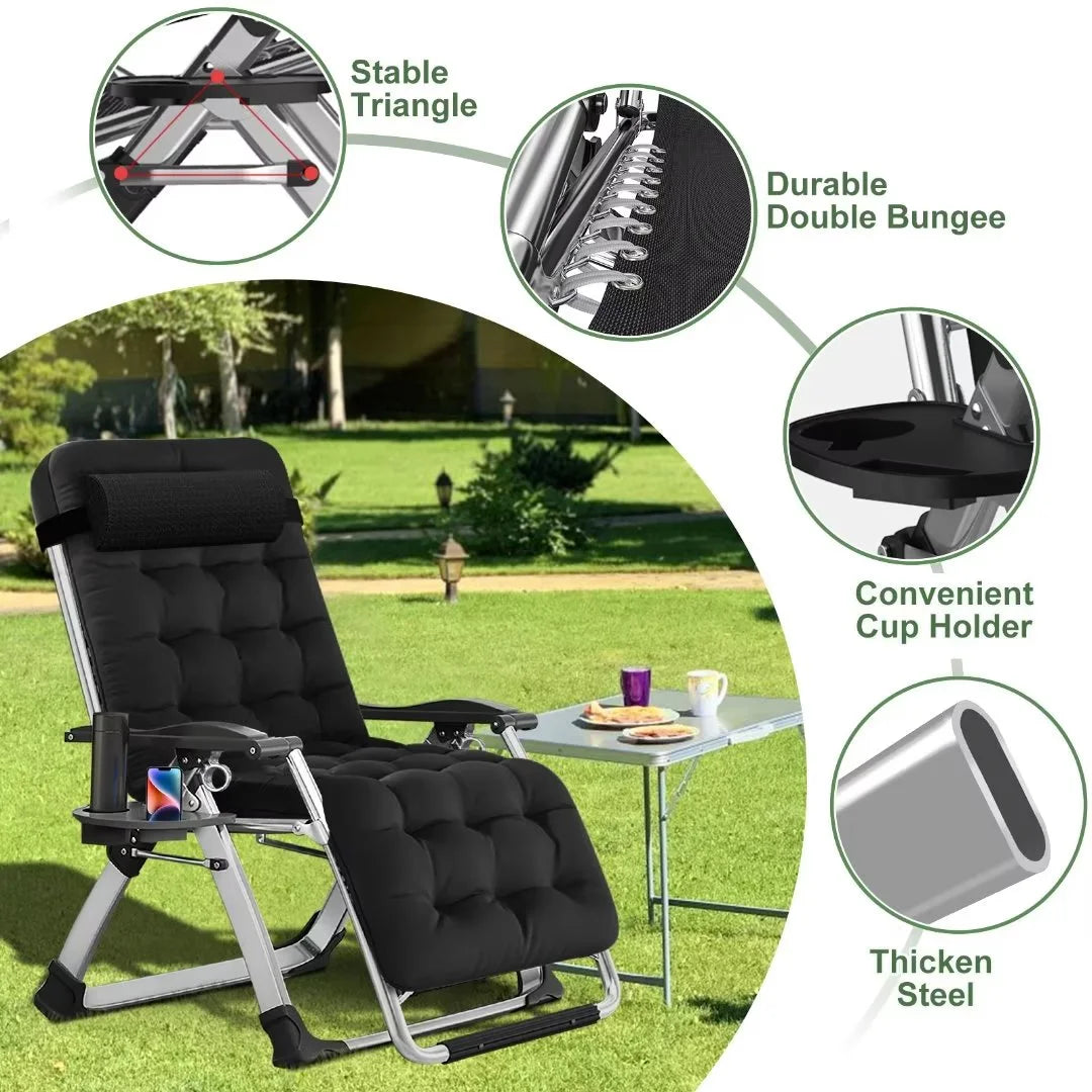 NAIZEA Zero Gravity Lawn Recliner Chairs, 2 Pack, Black