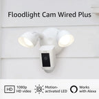 Ring Floodlight Cam Wired Plus Security Camera With Motion-Activated 1080p HD Video, Black - 2021 Release