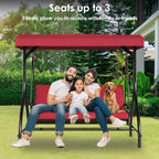 Arlopu 3-Person Outdoor Convertible Porch Swing Glider With Canopy