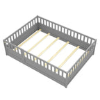 Montessori Children's Floor Bed With Support Slat, Twin / Full, Pine And Plywood