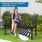 50.5in Black Steel Outdoor Patio Garden Bench - 500lbs Capacity