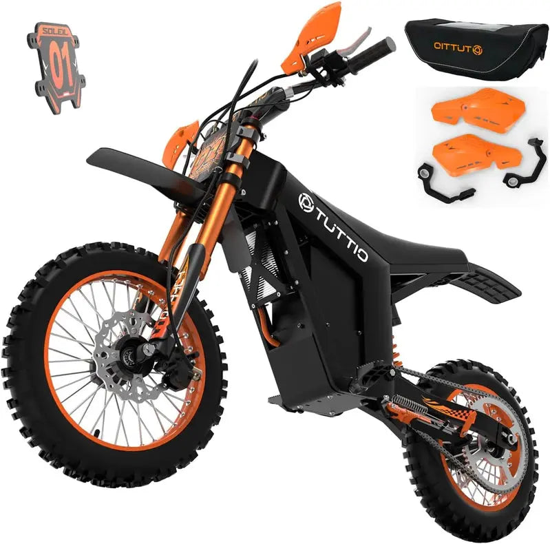 Tuttio Electric Dirt Bike, 2000W Motor, 14in/12in Fat Tires, 37 MPH - Soleil01