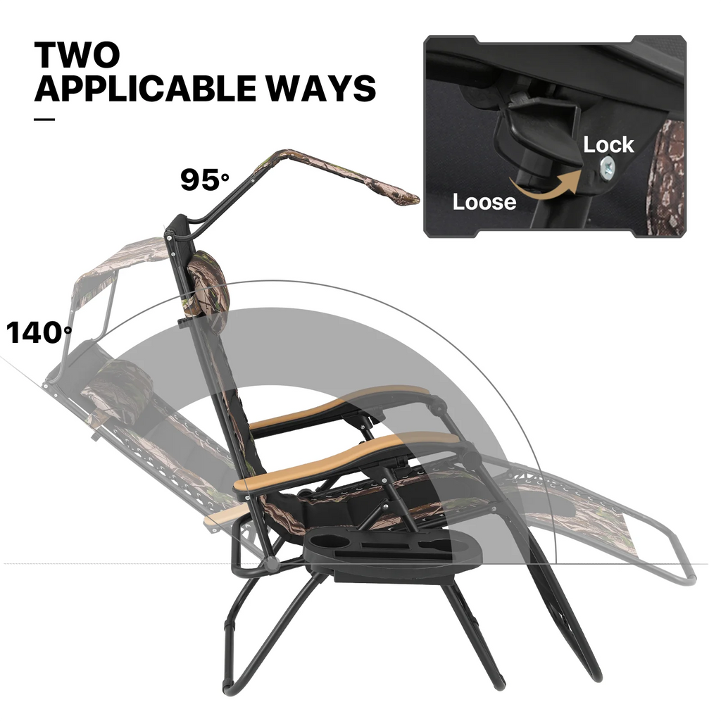 MoNiBloom Zero Gravity Reclining Chairs Set Of 2 With Canopy Shade And Headrest, Black - 330 lbs