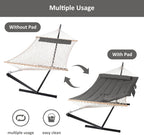 SUNCREAT Rope Hammock With Stand And Rain Cover - 12 ft