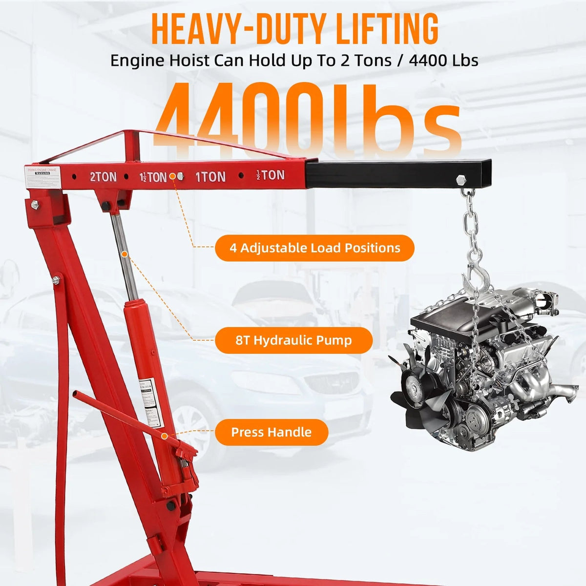 GARVEE 2 Ton Folding Hydraulic Engine Hoist With Lever
