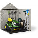 7x7 Ft Resin Outdoor Garden Storage Shed With Windows And Utility Hooks, Sand