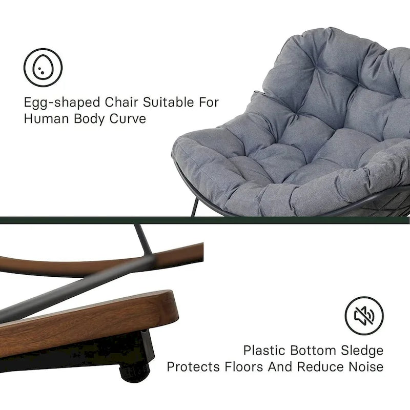 Indoor Outdoor Egg Freestyle Patio Rocking Chair With Cushion