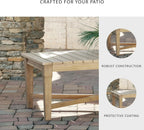 Signature Design by Ashley Clare View Outdoor Patio Eucalyptus Sofa With Cushions, Beige