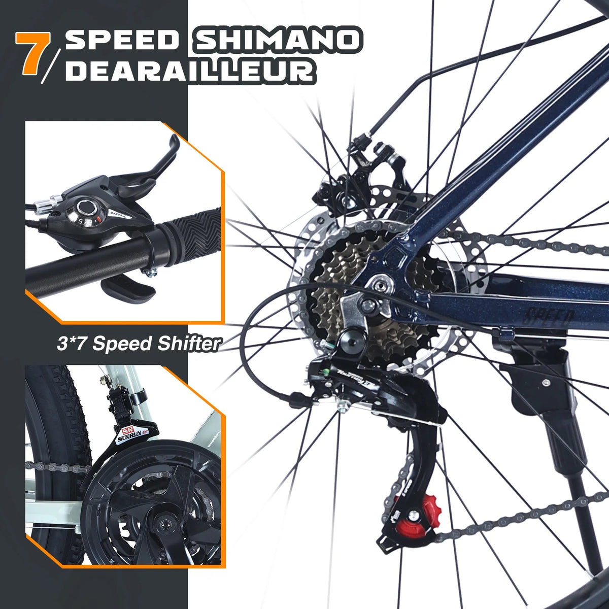 Men's 27.5 in Mountain Bike - 21-Speed Aluminum Alloy Frame, Front Suspension, Double Disc Brakes