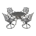 Cast Aluminum 5-Piece Patio Dining Set With 4 Swivel Chairs And Tempered Glass Table - Brown Or White