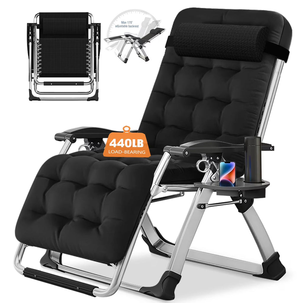 NAIZEA Zero Gravity Lawn Recliner Chairs, 2 Pack, Black