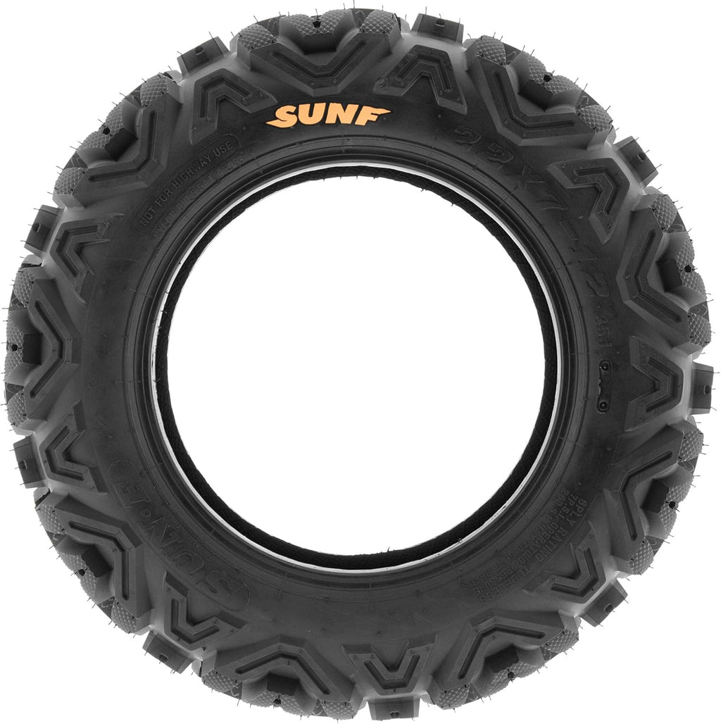 ATV UTV All-Terrain Replacement Tires Set Of 4, 25x8-12 Front And 25x10-12 Rear