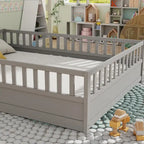 Montessori Children's Floor Bed With Support Slat, Twin / Full, Pine And Plywood