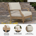 Signature Design by Ashley Clare View Outdoor Patio Eucalyptus Sofa With Cushions, Beige