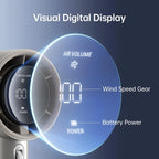 JISULIFE Handheld Turbo Fan, 5000mAh Rechargeable, 1-100 Speeds, Digital Display - Pro1S
