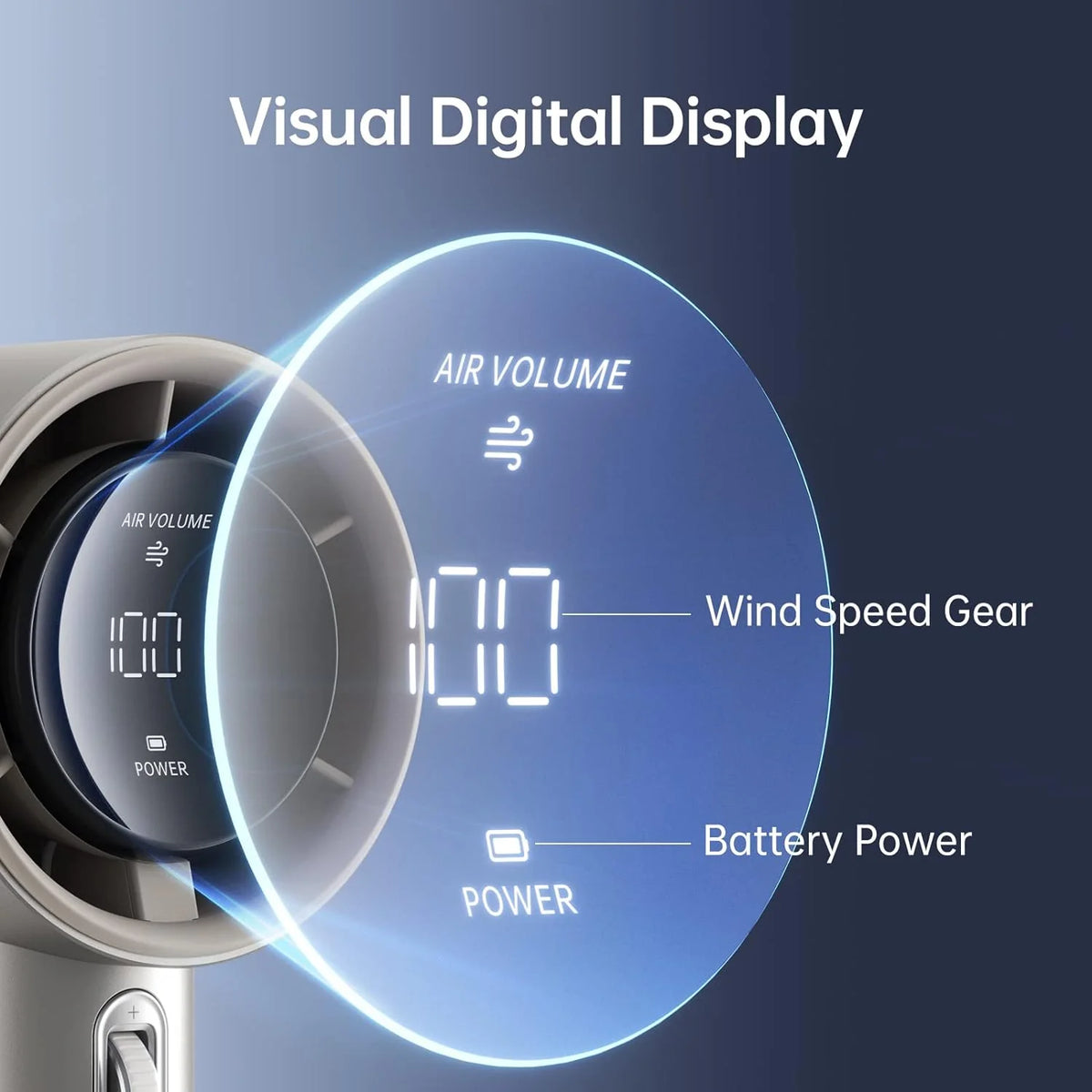 JISULIFE Handheld Turbo Fan, 5000mAh Rechargeable, 1-100 Speeds, Digital Display - Pro1S