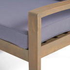Wilcox Outdoor Acacia Wood Loveseat And Coffee Table Set With Cushions - Grey, Dark Grey