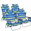 Costway Folding Backpack Beach Chairs, Set Of 4, 5 Recline Positions, Aluminum