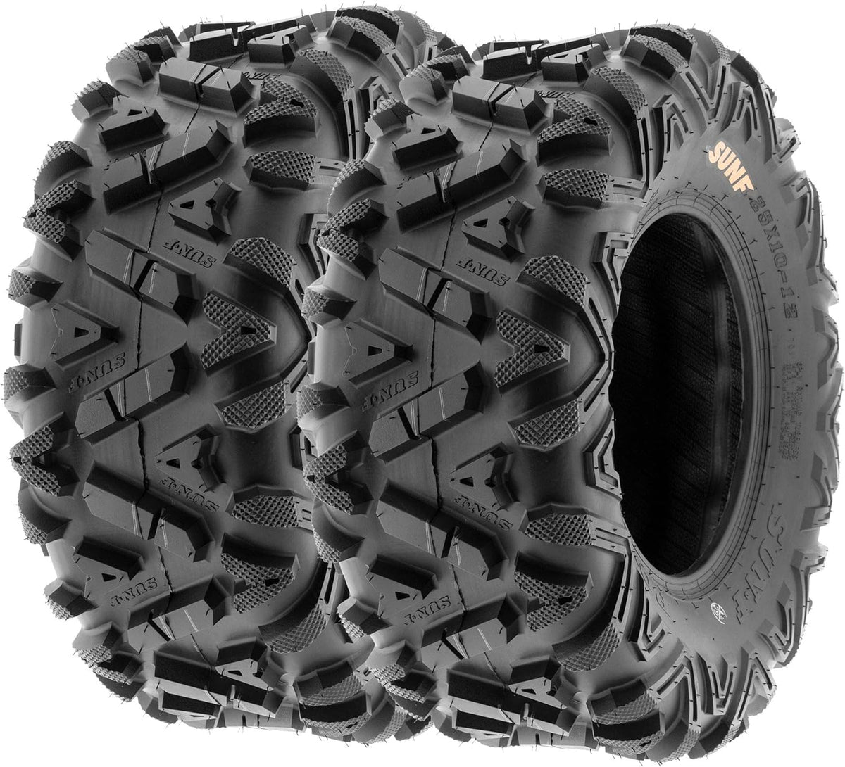 ATV UTV All-Terrain Replacement Tires Set Of 4, 25x8-12 Front And 25x10-12 Rear