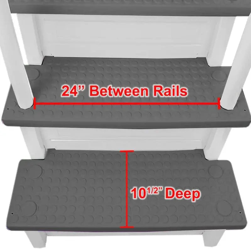 Non-Slip Pool Entry Steps, Grey Aluminum, 122-137 cm Installation Height, 136 kg Max Load