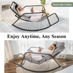 Oversized Outdoor Rocking Lounge Chair With Water-Resistant Cushions, 450 lbs Capacity