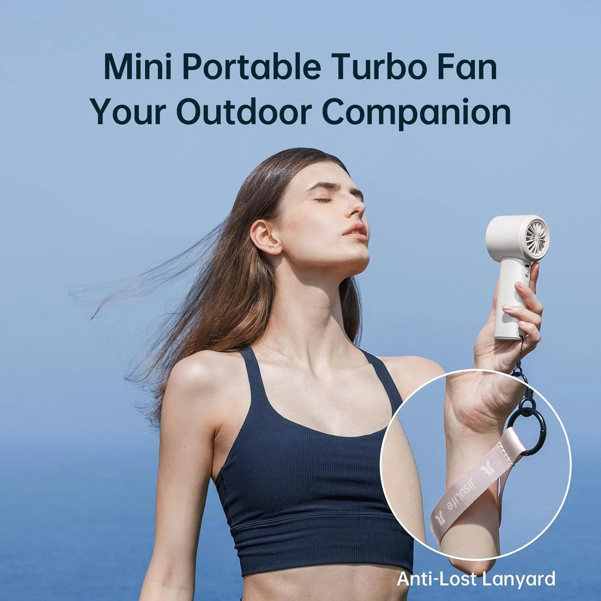 JISULIFE Handheld Turbo Fan, 5000mAh Rechargeable, 1-100 Speeds, Digital Display - Pro1S