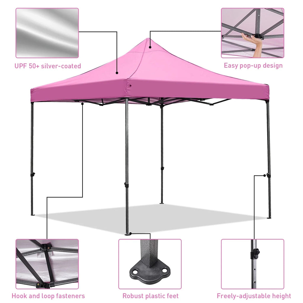 Ainfox Pop-Up Canopy Tent With 4 Sidewalls, 10 x 10 Ft, Pink