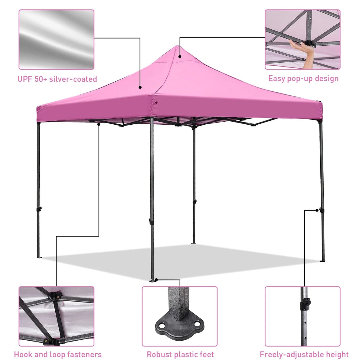 Ainfox Pop-Up Canopy Tent With 4 Sidewalls, 10 x 10 Ft, Pink