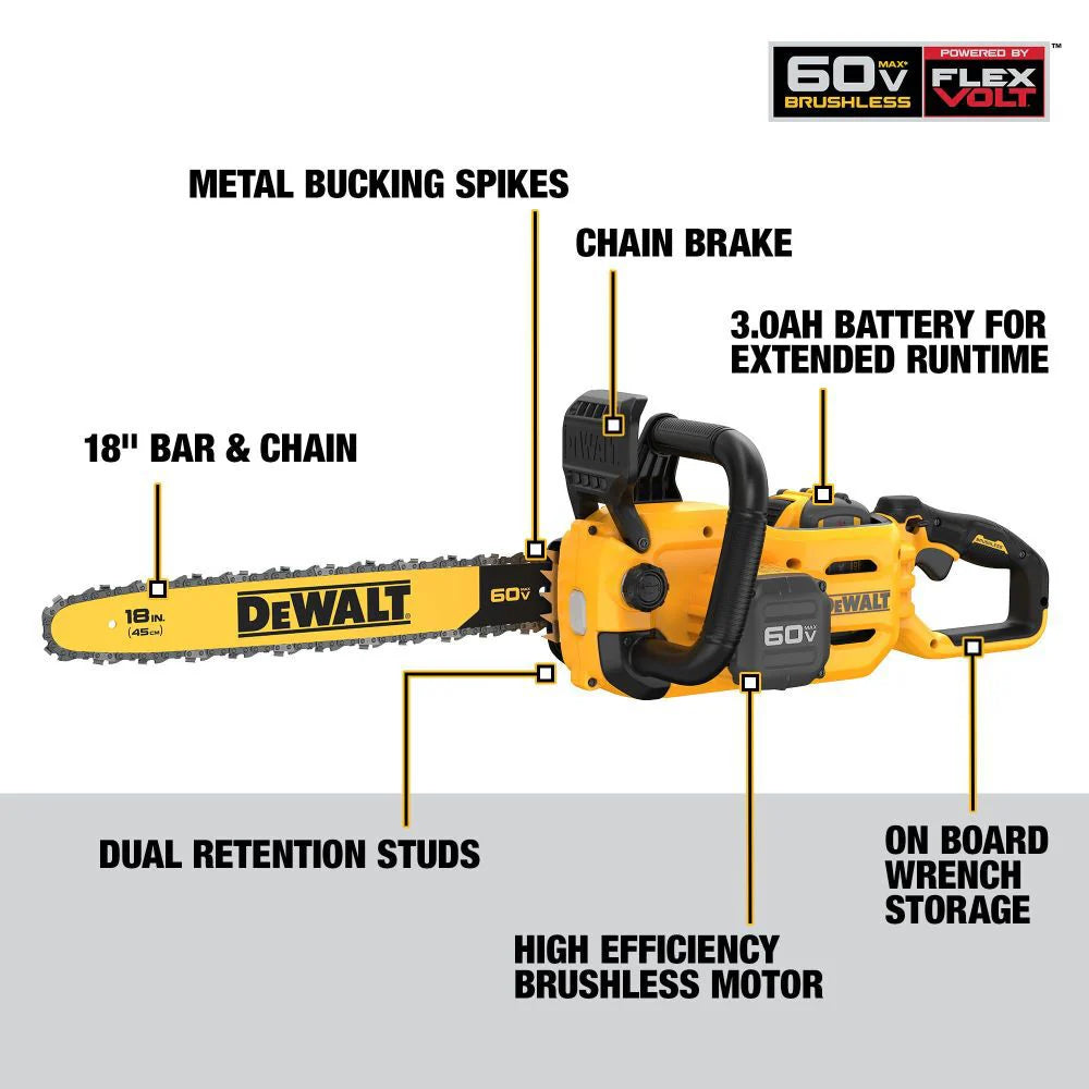 60V MAX 18 Inch Brushless Cordless Chainsaw Kit - DCCS672X1