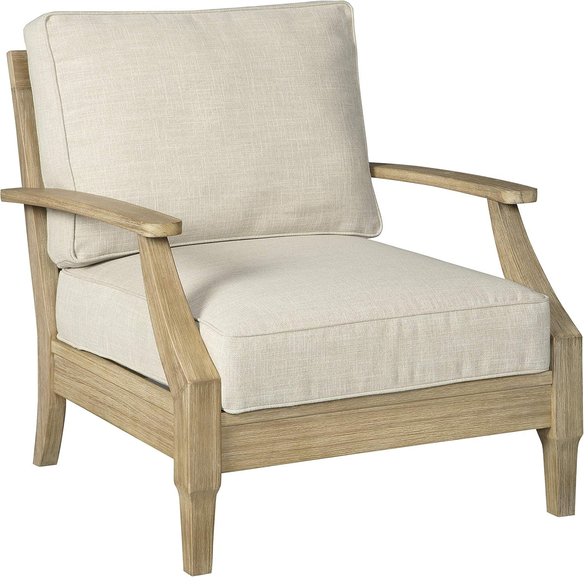 Signature Design by Ashley Clare View Outdoor Patio Eucalyptus Sofa With Cushions, Beige