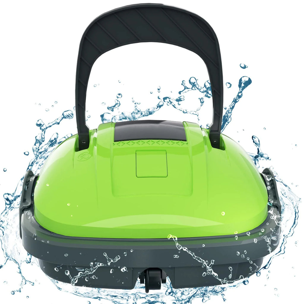 Cordless Swimming Pool Cleaning Robot, Green - 60 Minute Runtime