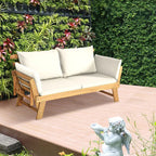 Acacia Wood Outdoor Convertible Daybed With Adjustable Armrests