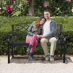 50.5in Black Steel Outdoor Patio Garden Bench - 500lbs Capacity