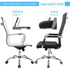 Ribbed High Back PU Leather Office Chair, 3.15-Inch Pad, 19.7 x 19.1 Inch Seat, 18.1 x 29.6 Inch Back, 16.7-19.9 Inch Height, 320 Lb