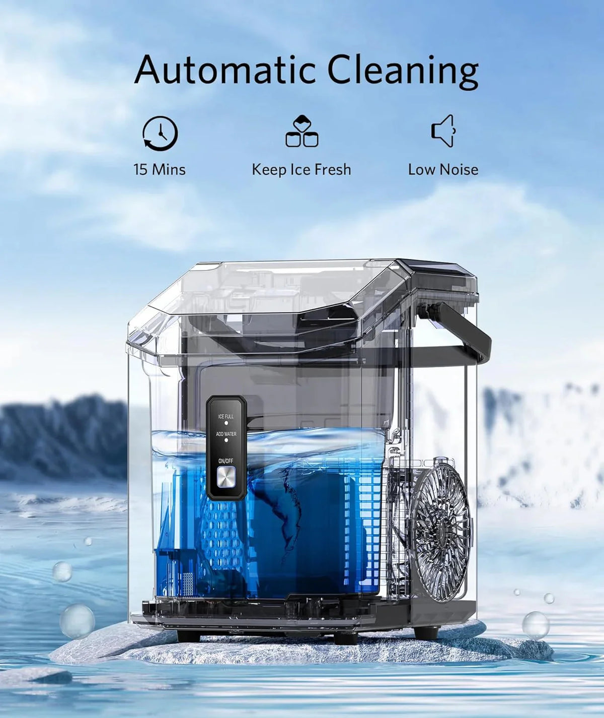 Countertop Nugget Ice Maker, 35lbs/24H, 1.2Qt Tank