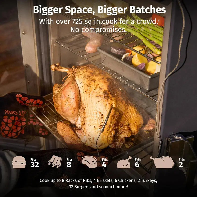 East Oak 30-Inch Outdoor Electric Smoker With Built-In Meat Probe And Side Loader