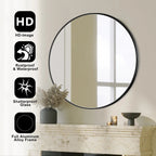 Round Bathroom Vanity Mirror, 24x24 / 36x36, Black, Brushed Gold or Silver