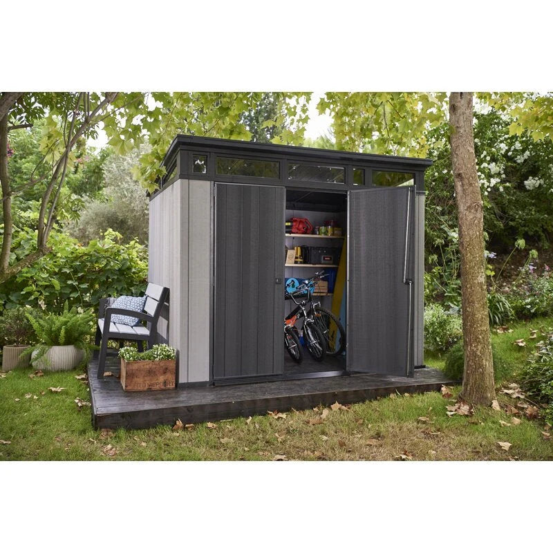 Artisan Plastic Storage Shed 9 ft W x 7.5 ft D Grey & Black - Artisan 97